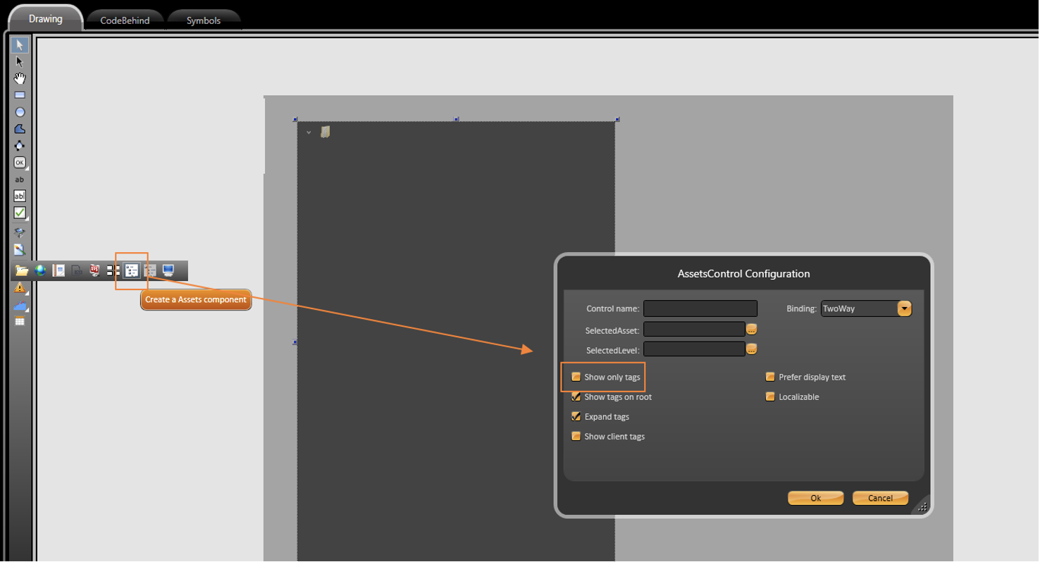 Create an Asset component button