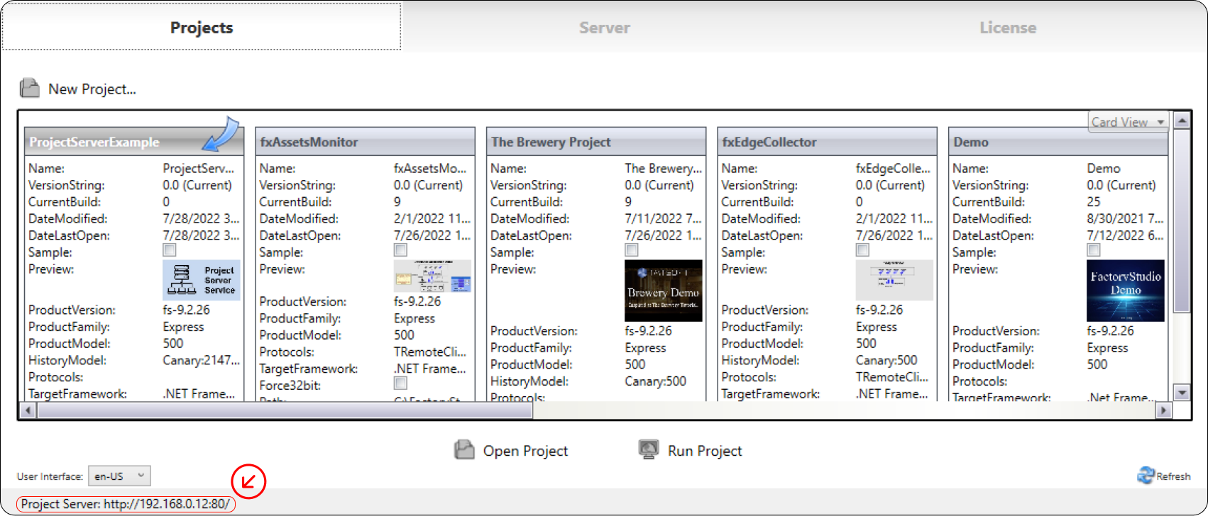 Projects tab You can check if the project is running on Projects tab